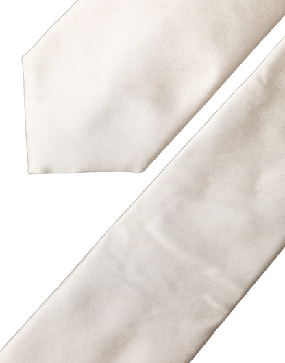 Dolce & Gabbana Off White Satin Seiden-Halsbinder für Damen, verstellbar