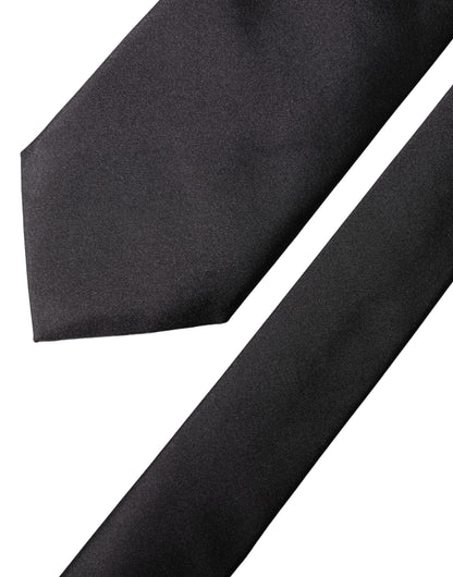 Dolce & Gabbana Schwarze Satin-Krawatte aus 100 % Seide, verstellbar, zum Binden für Damen