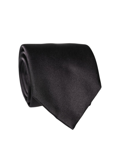 Dolce & Gabbana Schwarze Satin-Krawatte aus 100 % Seide, verstellbar, zum Binden für Damen