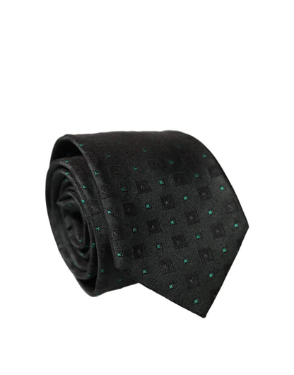 Dolce & Gabbana Schwarze geometrische Seidenkrawatte für Herren, verstellbar