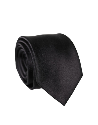Dolce & Gabbana Schwarze einfarbige Seidensatin-Krawatte für Herren, breit und verstellbar