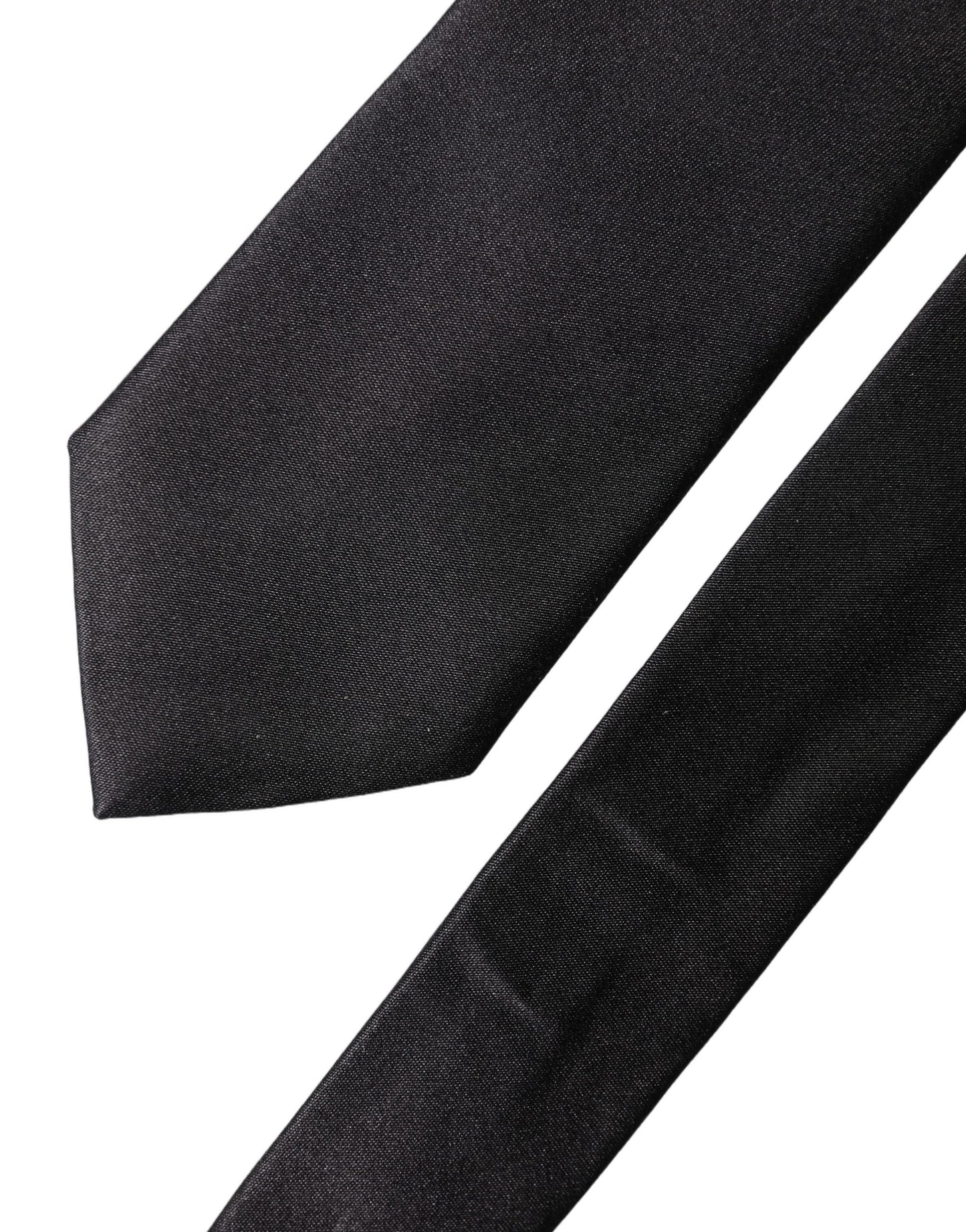 Dolce & Gabbana Schwarze einfarbige Seidensatin-Krawatte für Herren, breit und verstellbar