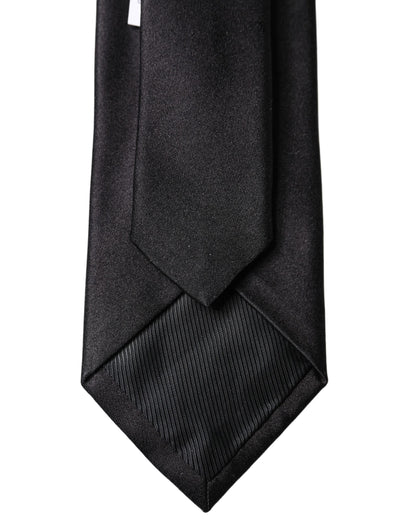 Dolce & Gabbana Schwarze einfarbige Seidensatin-Krawatte für Herren, breit und verstellbar