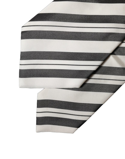 Dolce & Gabbana Schwarze und weiße gestreifte Seiden-Krawatte für Damen, verstellbar