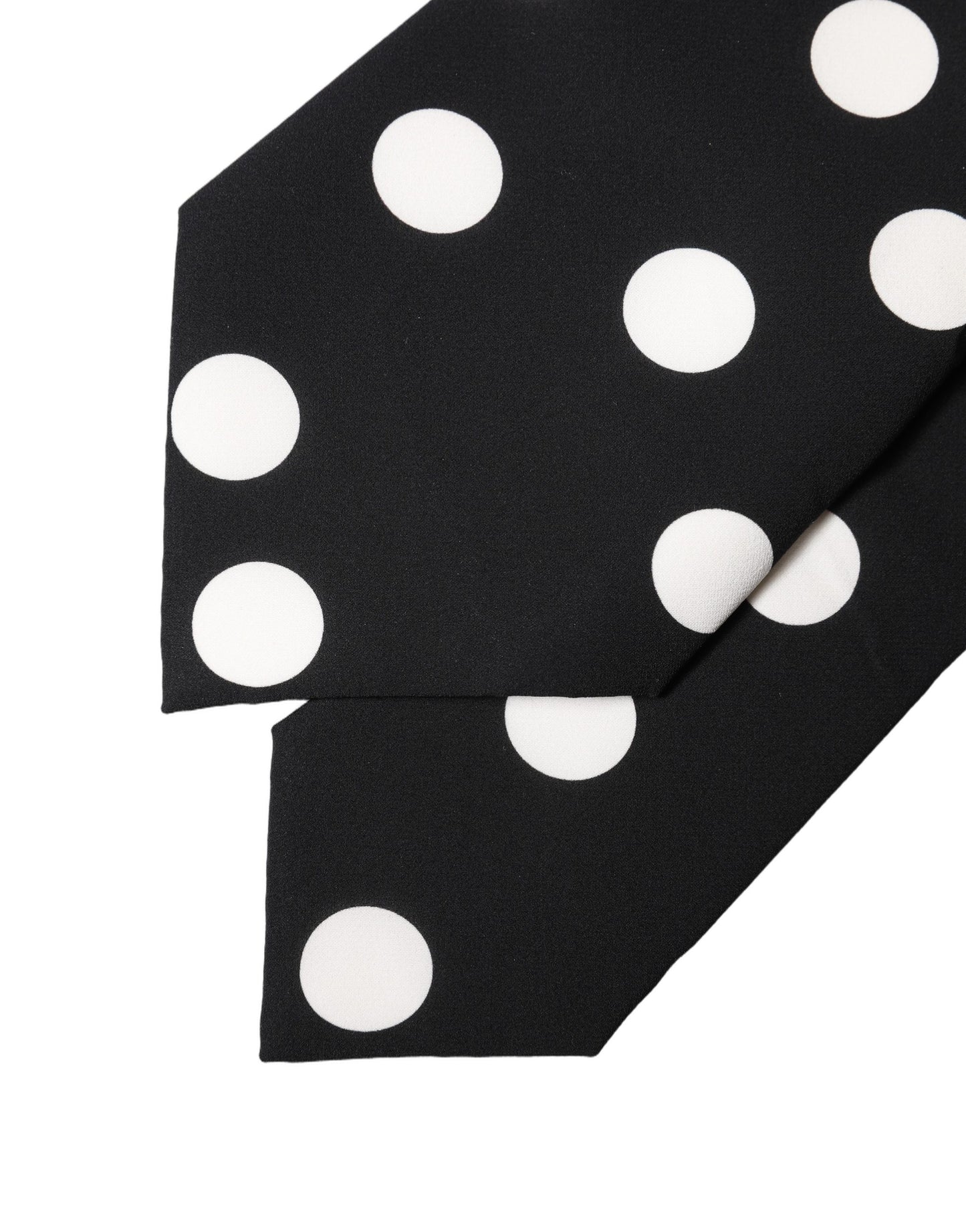 Dolce & Gabbana Schwarze und weiße gepunktete Seiden-Krawatte für Damen, verstellbar