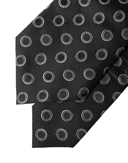 Dolce & Gabbana Schwarze und weiße gepunktete Seiden-Krawatte für Damen, verstellbar
