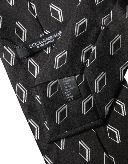 Dolce & Gabbana Schwarze gemusterte Seiden-Krawatte für Damen, verstellbar, zum Binden