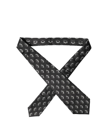 Dolce & Gabbana Schwarze gemusterte Seiden-Krawatte für Damen, verstellbar, zum Binden