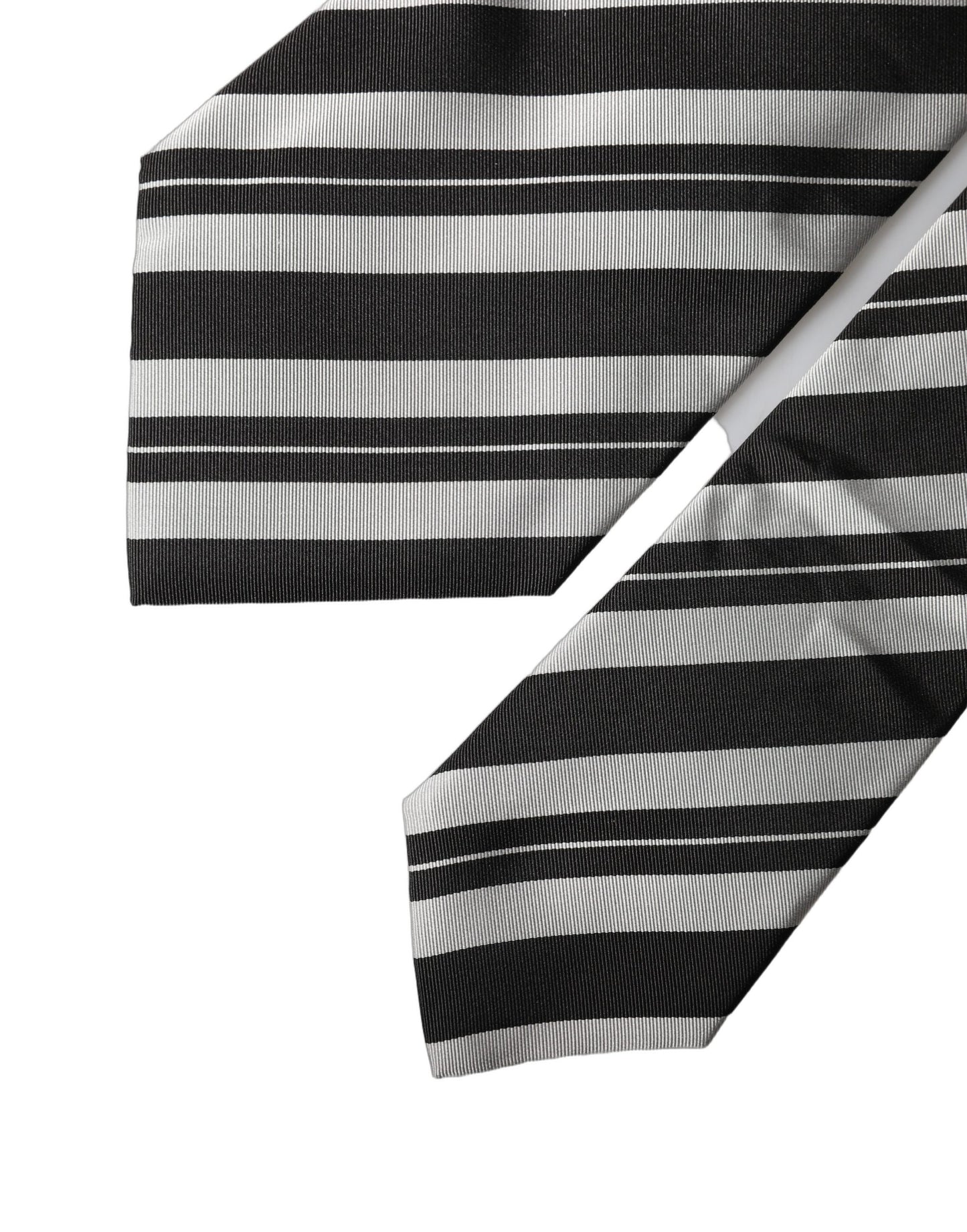Dolce & Gabbana Schwarze und weiße gestreifte Seiden-Krawatte für Damen, verstellbar