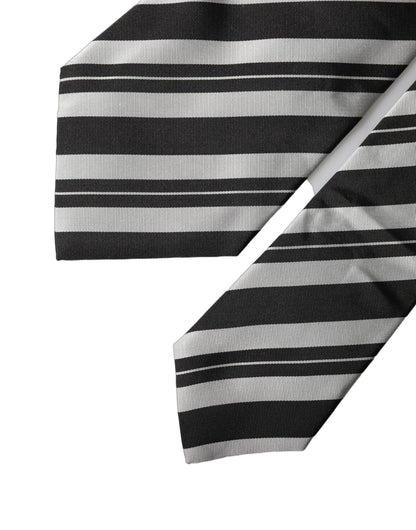 Dolce & Gabbana Schwarze und weiße gestreifte Seiden-Krawatte für Damen, verstellbar