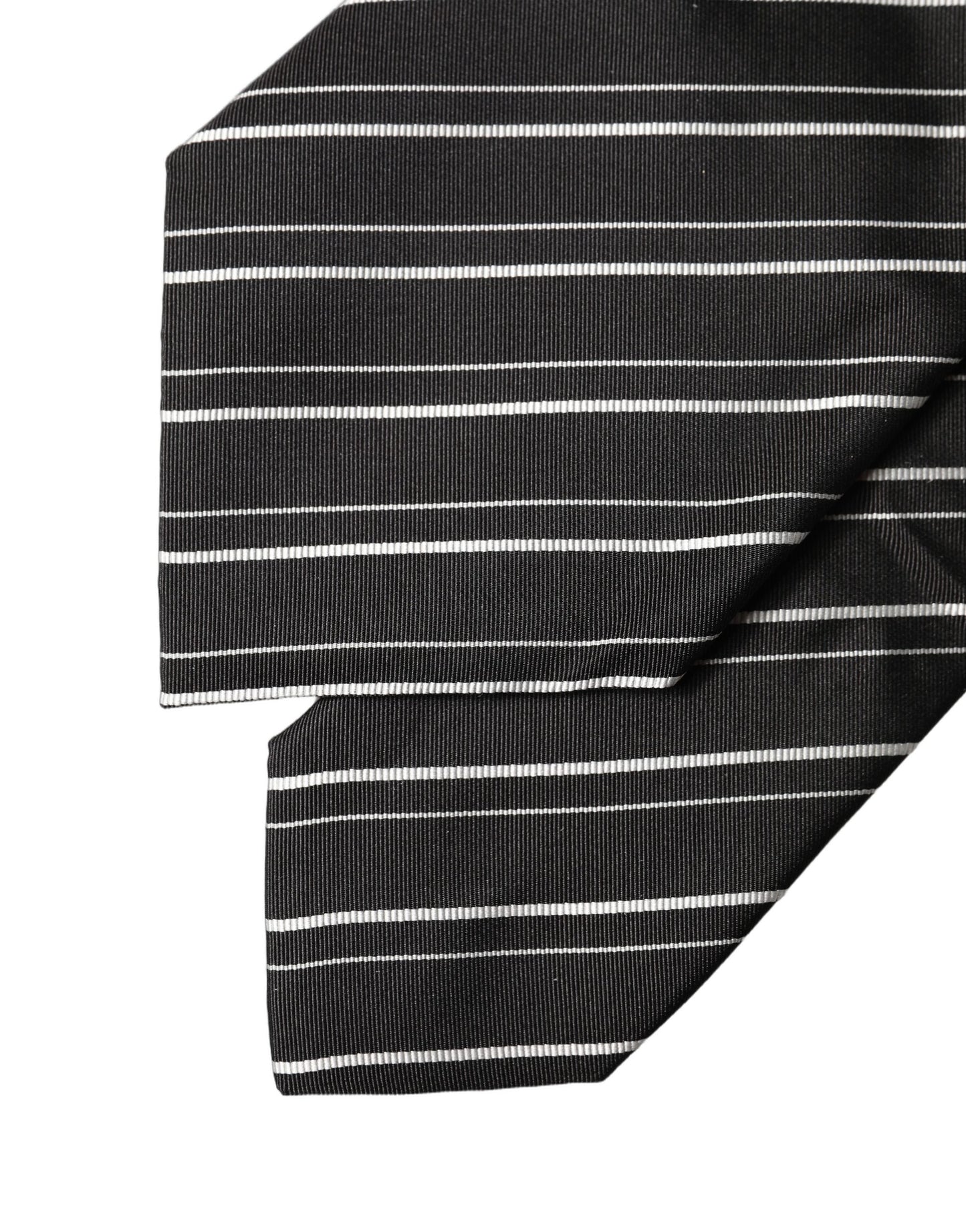 Dolce & Gabbana Schwarze und weiße gestreifte Seiden-Krawatte für Damen, verstellbar