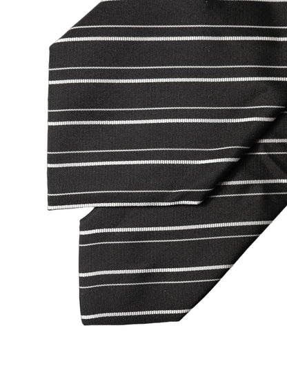 Dolce & Gabbana Schwarze und weiße gestreifte Seiden-Krawatte für Damen, verstellbar