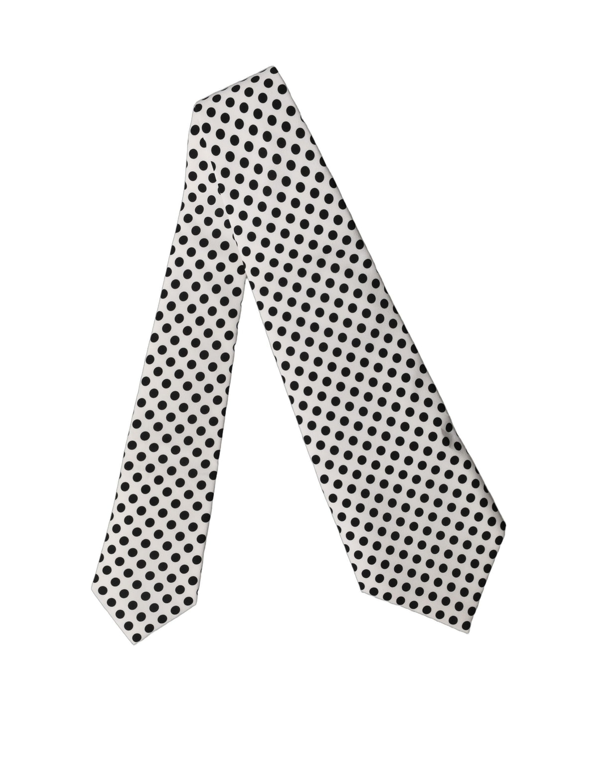 Dolce & Gabbana Weiß-Schwarze Polka-Dot-Seidenkrawatte