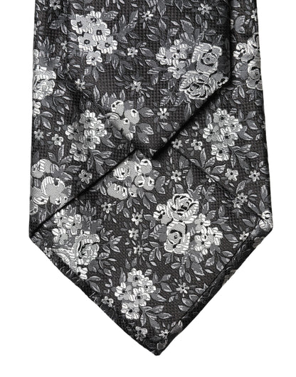 Dolce & Gabbana Schwarze und weiße florale Seiden-Krawatte für Damen, verstellbar
