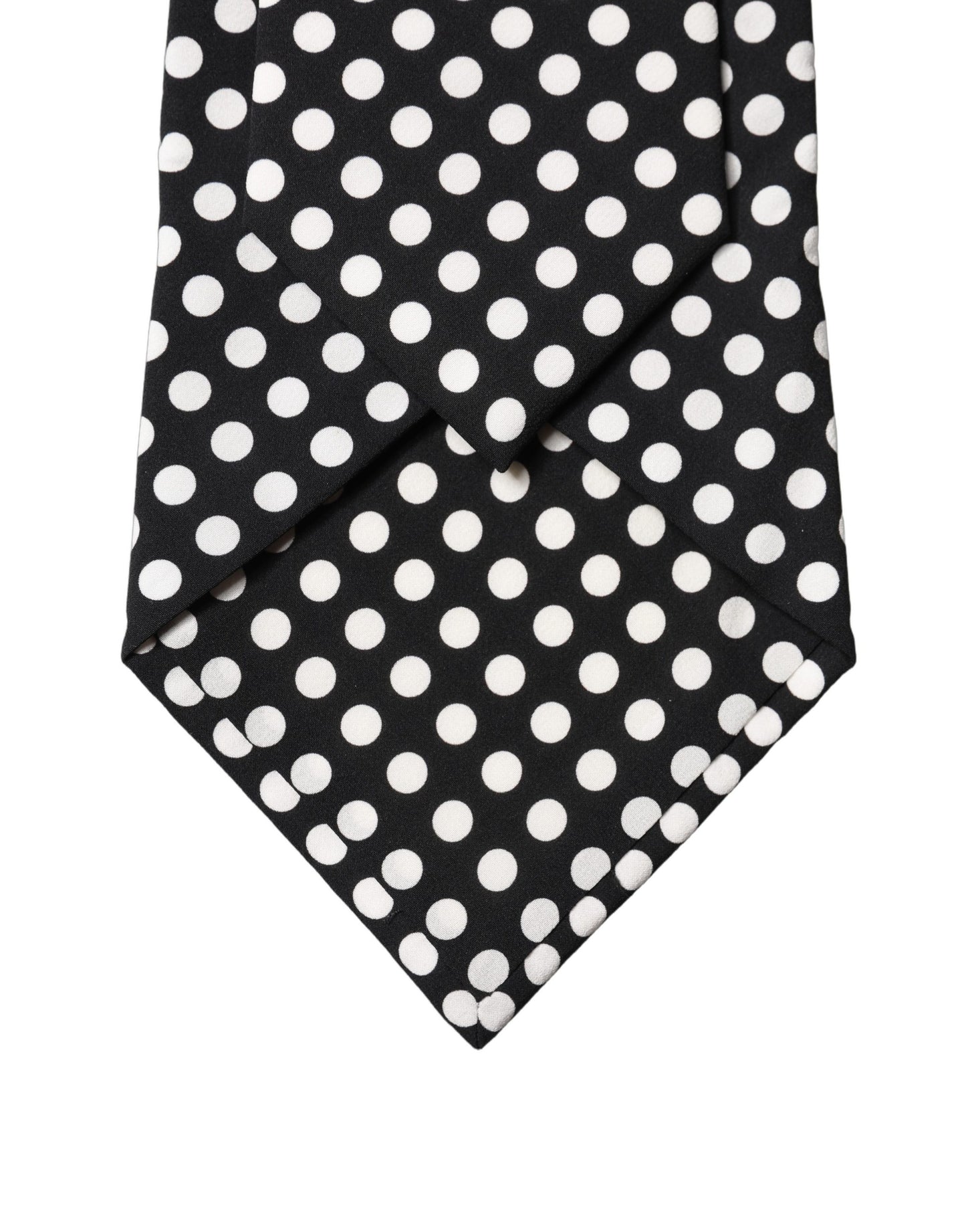 Dolce & Gabbana Schwarze und weiße gepunktete Seiden-Krawatte für Damen, verstellbar
