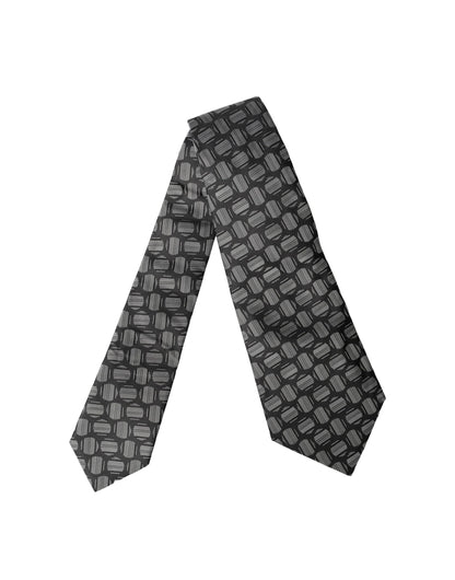 Dolce & Gabbana Schwarze und weiße geometrische Seiden-Krawatte für Damen, verstellbar
