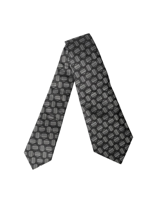 Dolce & Gabbana Schwarze und weiße geometrische Seiden-Krawatte für Damen, verstellbar