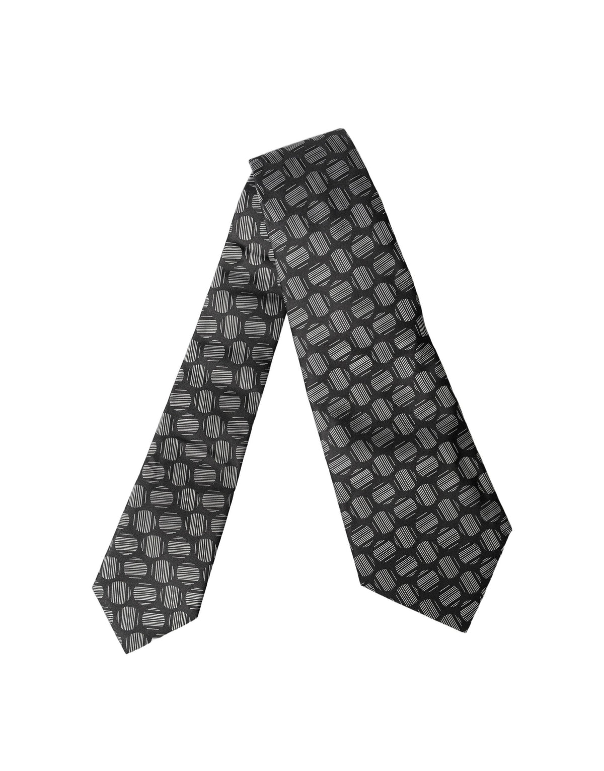 Dolce & Gabbana Schwarz-Weiße Geometrische Seidenkrawatte