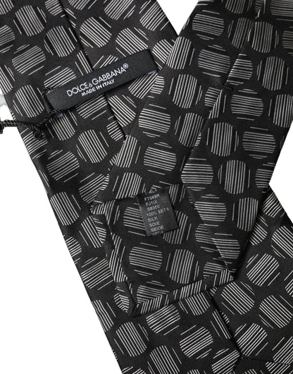 Dolce & Gabbana Schwarze und weiße geometrische Seiden-Krawatte für Damen, verstellbar