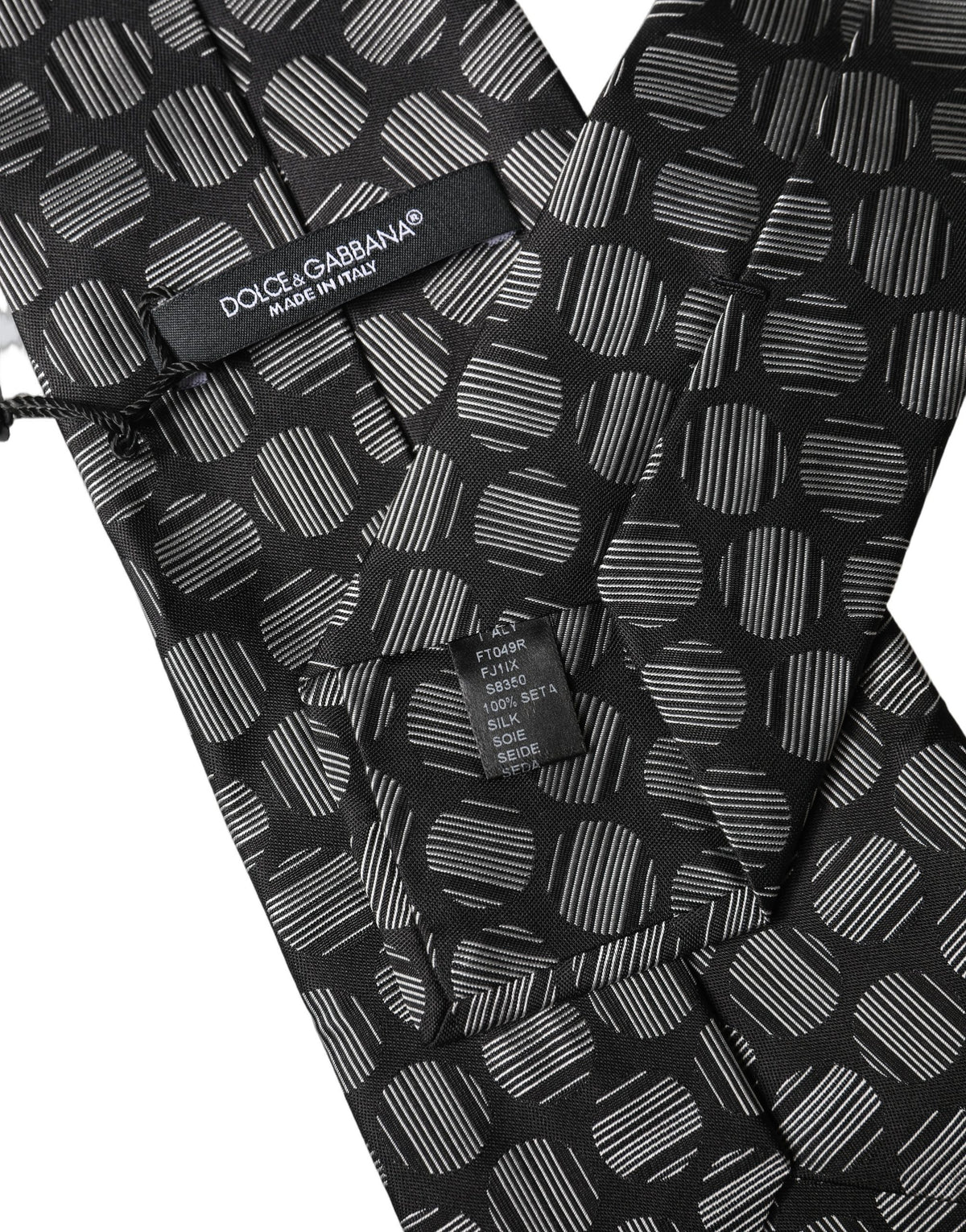 Dolce & Gabbana Schwarz-Weiße Geometrische Seidenkrawatte