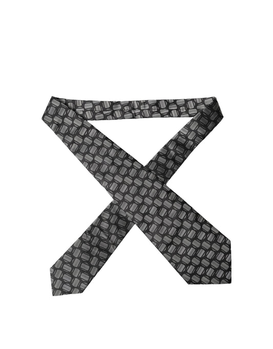 Dolce & Gabbana Schwarz-Weiße Geometrische Seidenkrawatte
