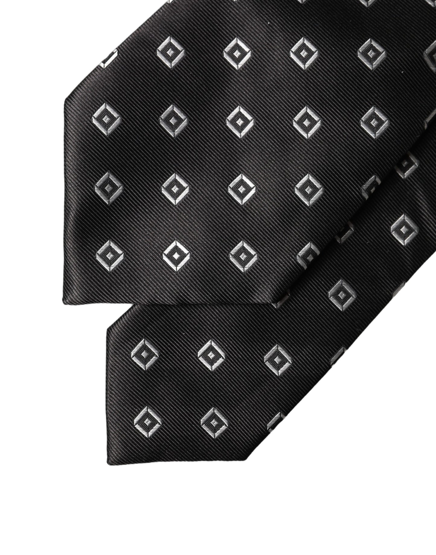 Dolce & Gabbana Schwarze und weiße geometrische Seiden-Krawatte für Damen, verstellbar
