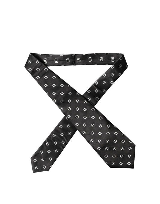 Dolce & Gabbana Schwarz-Weiße Geometrische Seidenkrawatte
