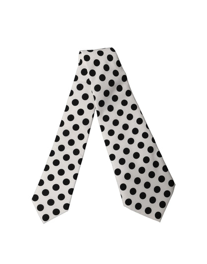 Dolce & Gabbana Weiß-Schwarze Polka-Dot-Seidenkrawatte