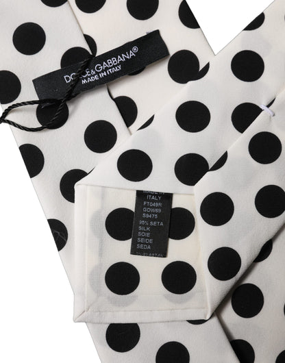 Dolce & Gabbana Weiß-Schwarze Polka-Dot-Seidenkrawatte
