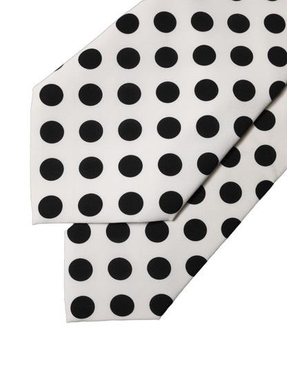 Dolce & Gabbana Weiß-Schwarze Polka-Dot-Seidenkrawatte