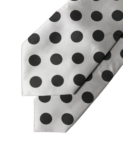 Dolce & Gabbana Schwarz-Weiße Polka-Dot-Seidenkrawatte