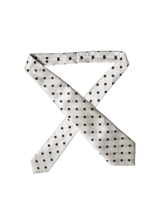 Dolce & Gabbana Schwarz-Weiße Polka-Dot-Seidenkrawatte