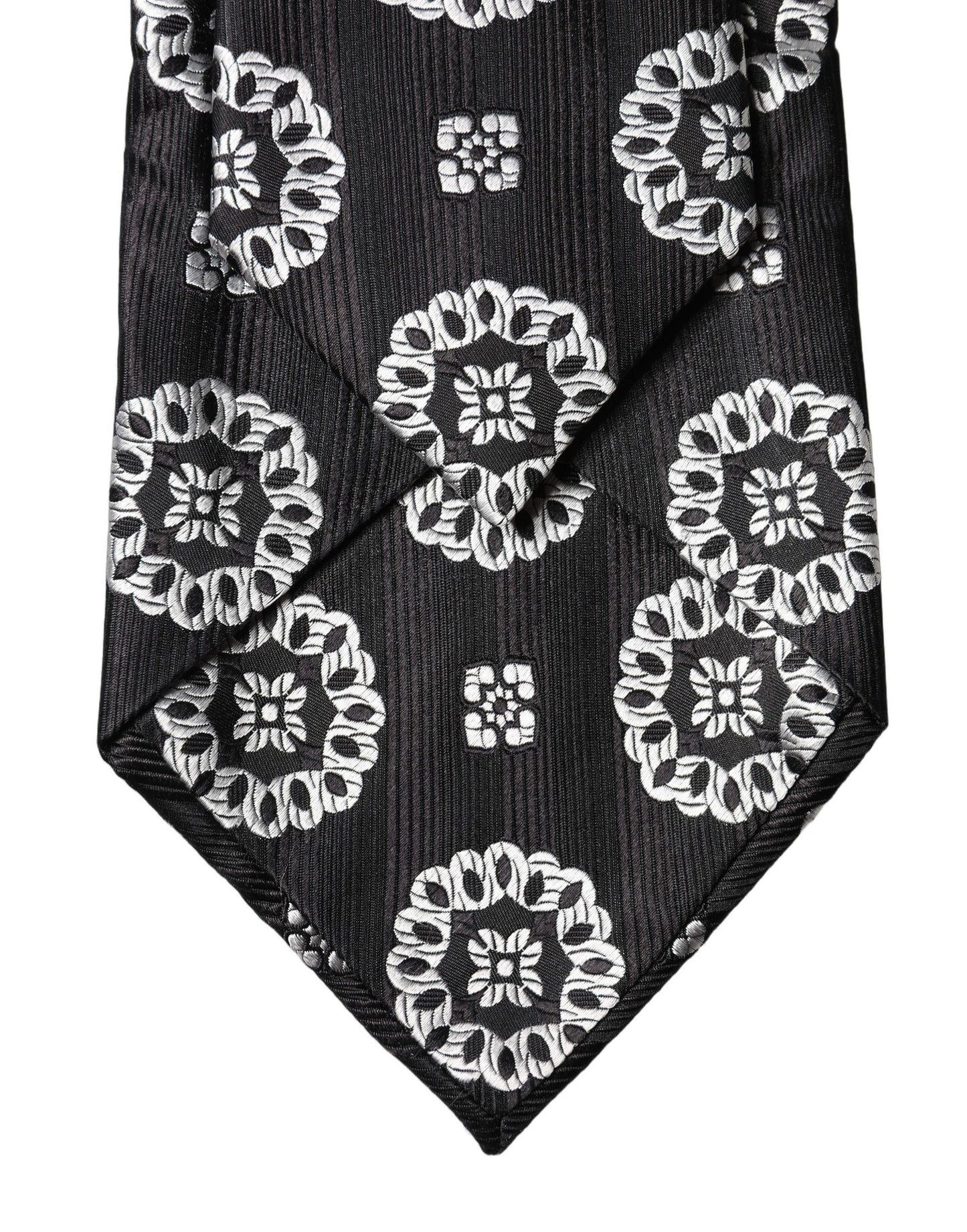 Dolce & Gabbana Schwarze und weiße florale Seiden-Krawatte für Damen, verstellbar