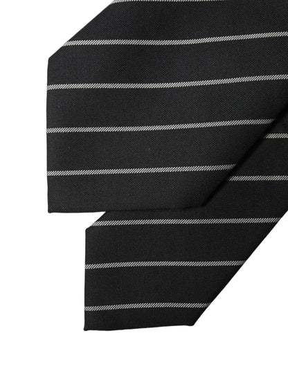 Dolce & Gabbana Schwarze und weiße Streifen, verstellbare Damen-Krawatte aus Wolle
