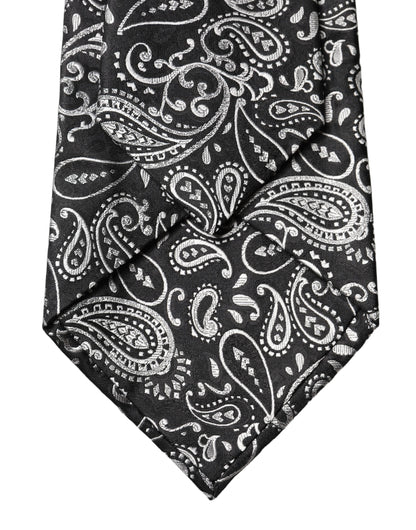 Dolce & Gabbana Schwarze und weiße Paisleymanschette aus Seide, verstellbar für Damen