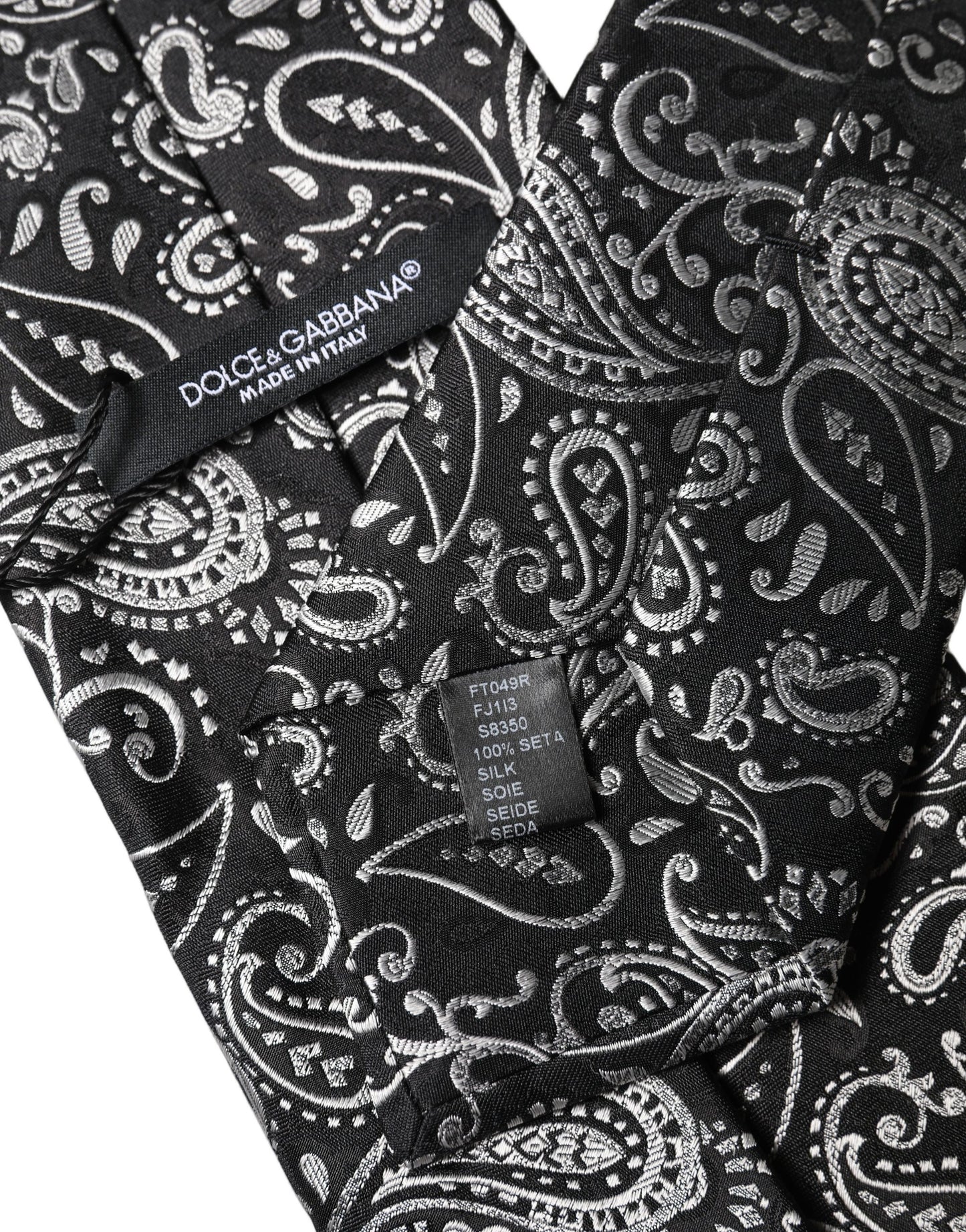 Dolce & Gabbana Schwarze und weiße Paisleymanschette aus Seide, verstellbar für Damen