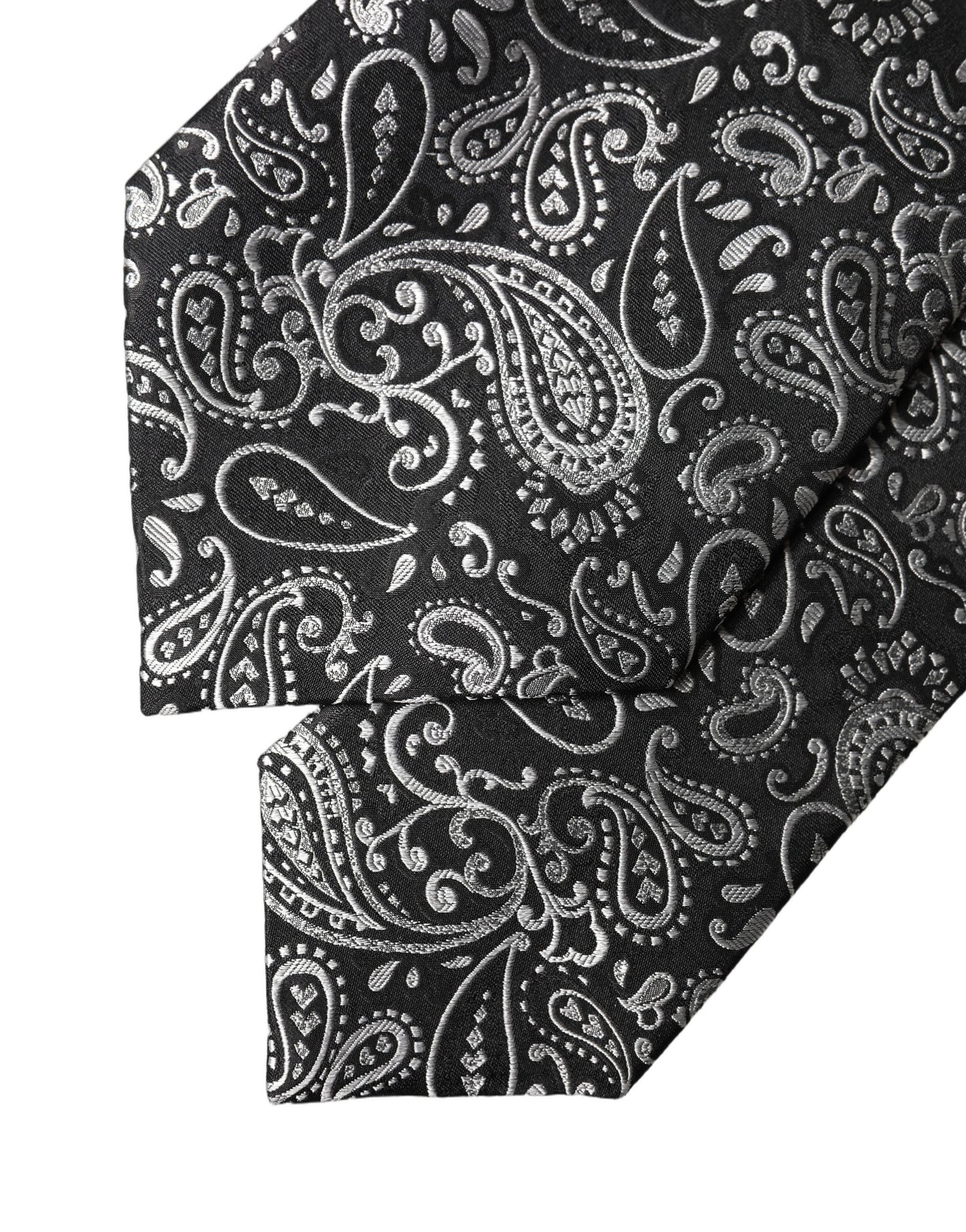 Dolce & Gabbana Schwarze und weiße Paisleymanschette aus Seide, verstellbar für Damen