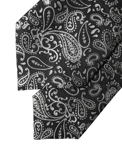 Dolce & Gabbana Schwarze und weiße Paisleymanschette aus Seide, verstellbar für Damen
