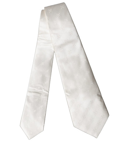 Dolce & Gabbana Off White Geometrische Seiden-Krawatte für Damen, verstellbar
