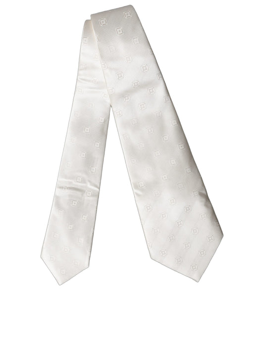Dolce & Gabbana Off White Geometrische Seiden-Krawatte für Damen, verstellbar