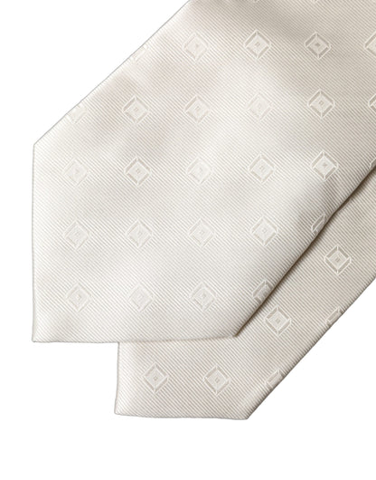 Dolce & Gabbana Off White Geometrische Seiden-Krawatte für Damen, verstellbar