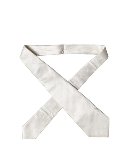Dolce & Gabbana Off White Geometrische Seiden-Krawatte für Damen, verstellbar