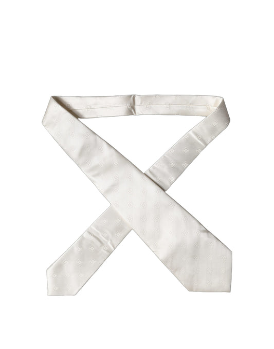 Dolce & Gabbana Off-White Seidenkrawatte mit geometrischem Muster