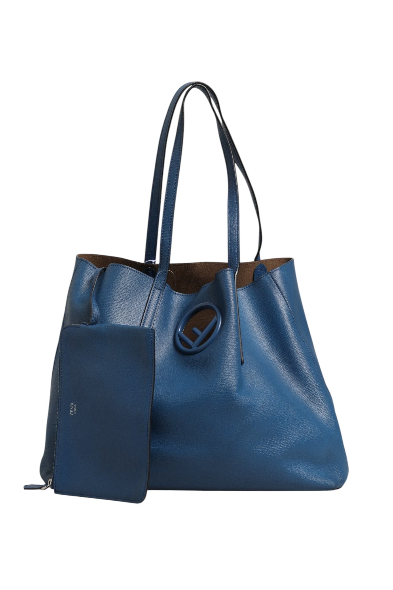 Fendi Marineblaue Leder-Shopping-Tote