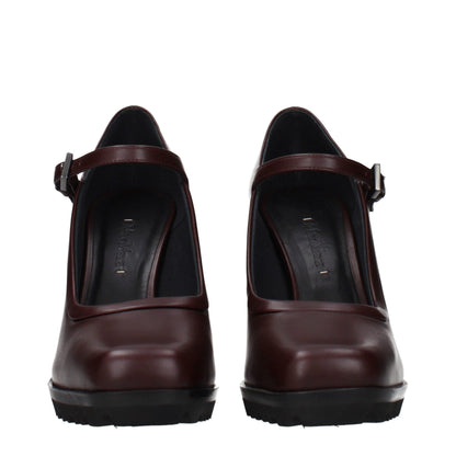 Max Mara Braune Leder Pumps mit hohem Absatz