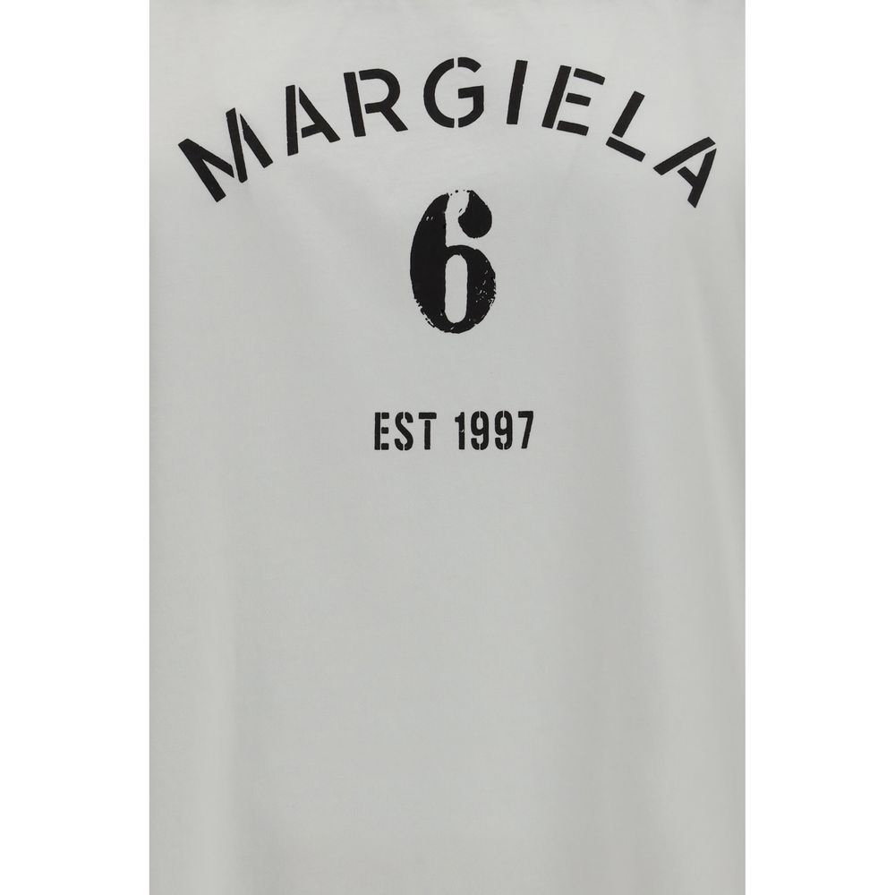 MM6 Weißes Langarm-T-Shirt aus Baumwolle
