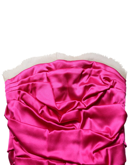 Dolce & Gabbana Knallpinks Seiden-Maxikleid
