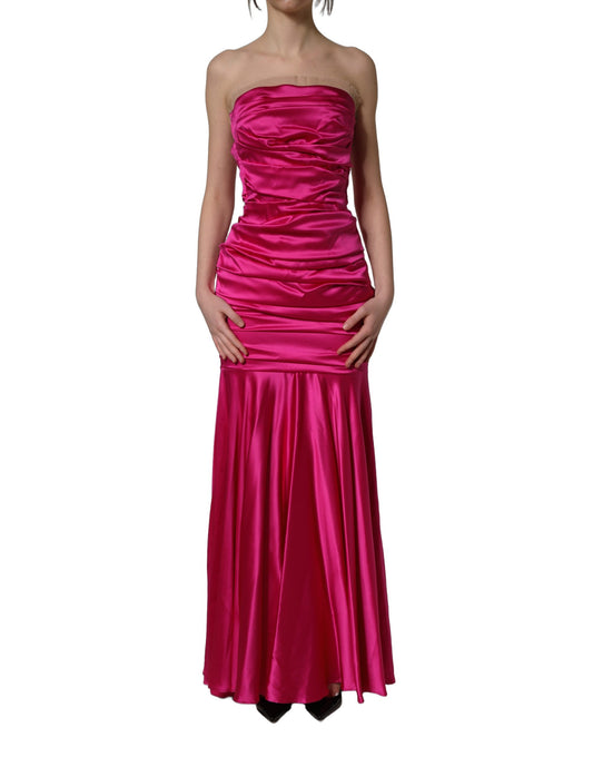 Dolce & Gabbana Knallpinks Seiden-Maxikleid