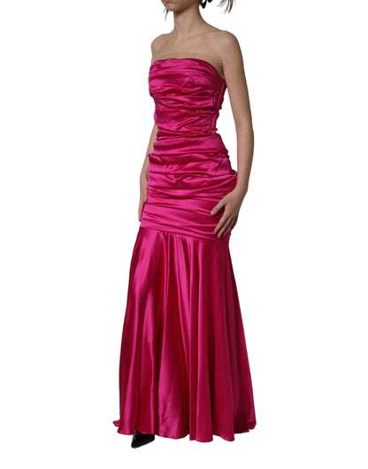 Dolce & Gabbana Knallpinks Seiden-Maxikleid