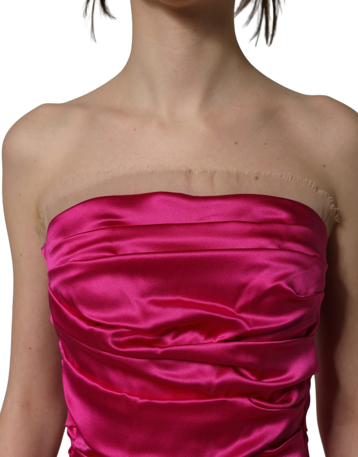 Dolce & Gabbana Knallpinks Seiden-Maxikleid